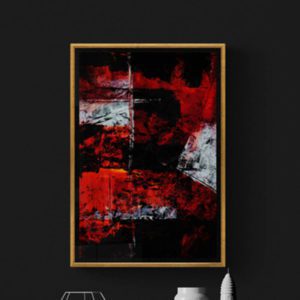 Composition in Red on Black Abstract Designs
