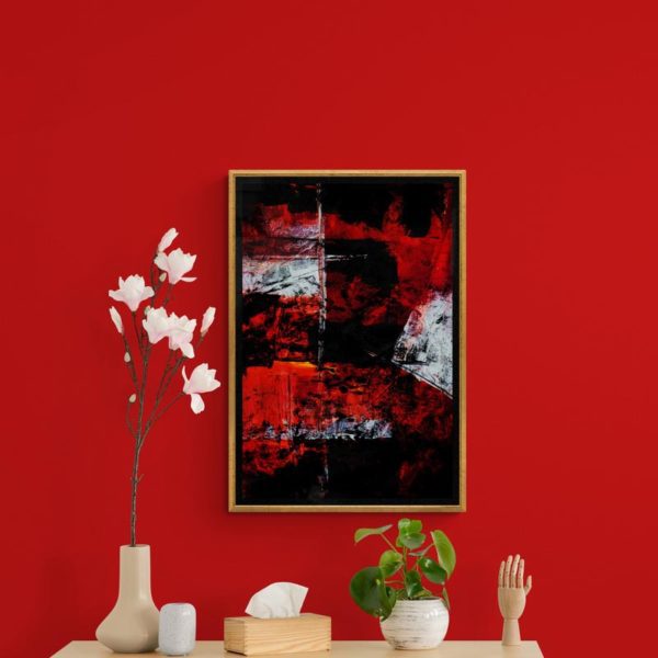 Composition in Red on Black Abstract Designs 3