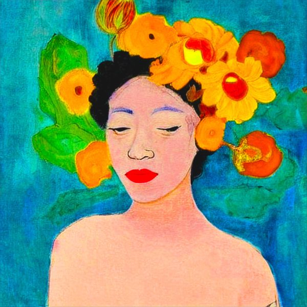 Woman with Flowers in Hair People
