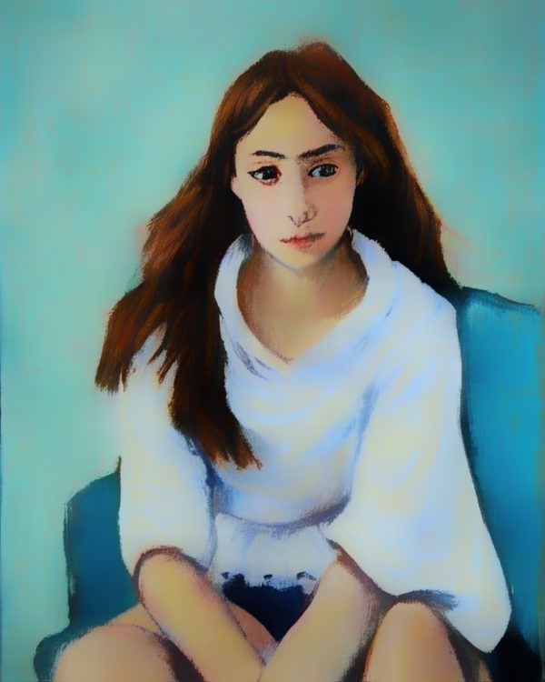 Girl in Blue Chair People