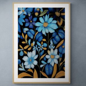 Blue Folk Art Flowers Floral