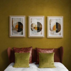 Triptych Moons Abstract Designs